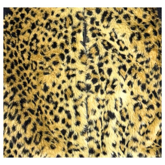 Vintage Y2K Brown & Black Leopard Print Size L Indie Glam Punk Faux Fur Jacket - Picture 4 of 7